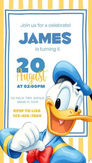 Donald Duck Birthday Invitation | Editable Digital Template