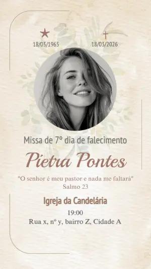 Convite Missa de Sétimo Dia Floral Delicado para Editar