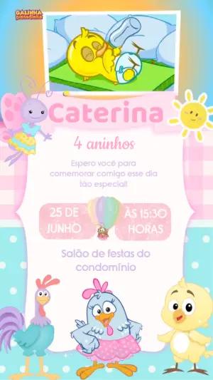 Convite Animado Aniversário Galinha Pintadinha para Editar