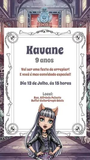 Convite Aniversário Monster High com Personagens para Editar Online