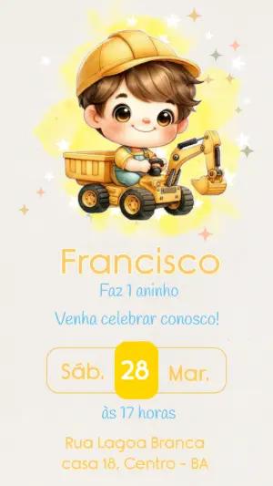 Convite Digital Aniversário Infantil Tema Construtor Editável