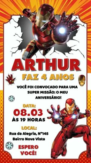 Convite de Aniversário Homem de Ferro para Editar Online