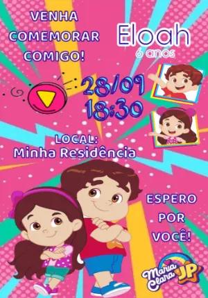Convite de Aniversário Maria Clara e JP para Editar Online