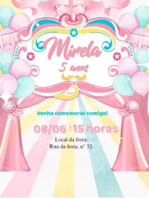 Convite Animado Aniversário Circo Rosa para Editar Online