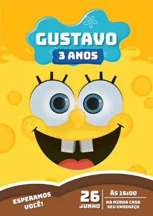 Convite Aniversário Bob Esponja para Editar Online
