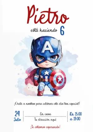 Invitación de Cumpleaños del Capitán América para Editar Online