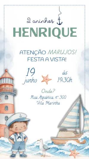 Convite Animado Aniversário Marinheiro para Editar