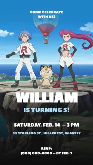 Team Rocket Pokémon Birthday Invitation | Editable Digital Template