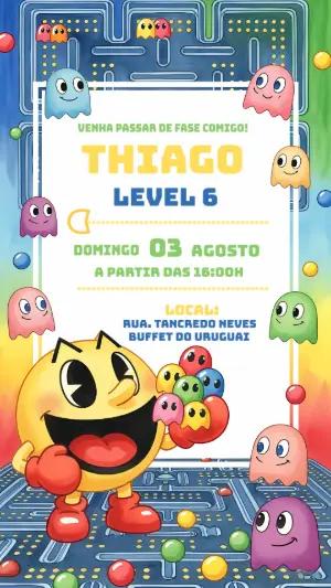 Convite de Aniversário Pacman para Editar Online
