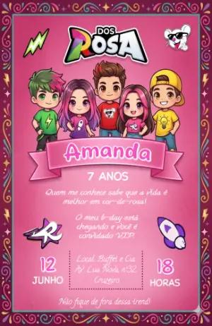 Convite de Aniversário Dos Rosa (Emily e Vick) Editável