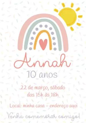 Convite Aniversário Arco Íris Boho Editável Online