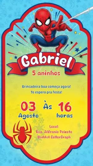 Convite de Aniversário Homem-Aranha Colorido para Editar