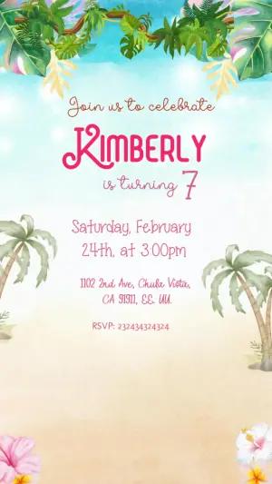 Editable Animated Invitation: Stitch & Angel Tropical Party
