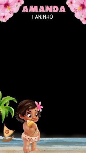 Moldura para Story Aniversário Moana Baby para Editar