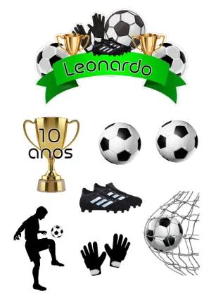 Topper de Bolo Futebol com Elementos para Editar Online