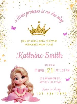 Princess Baby Shower Invitation Editable Template