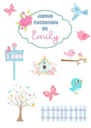 Kit Topper de Bolo Jardim Encantado Editável Online