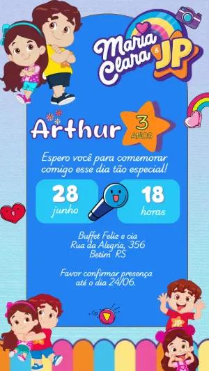 Convite de Aniversário Maria Clara e JP para Editar Online