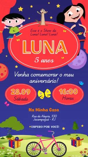 Convite Animado Aniversário Show da Luna para Editar