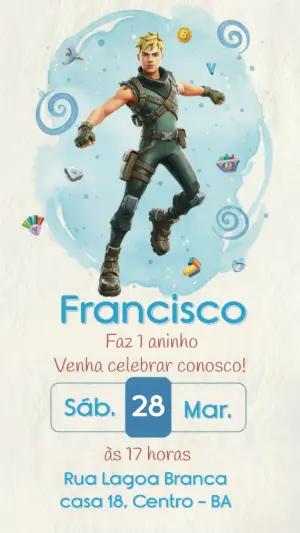Convite de Aniversário Fortnite Aquarela para Editar Online