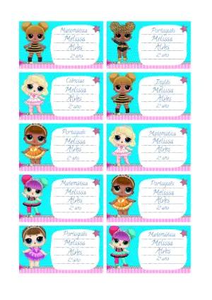Etiquetas Escolares L.O.L. Surprise! Coloridas para Editar