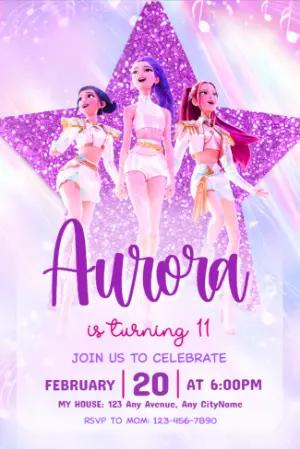 K-Pop Demon Hunter Birthday Invitation | Editable Glitter Template