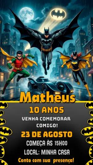 Convite de Aniversário Batman Editável