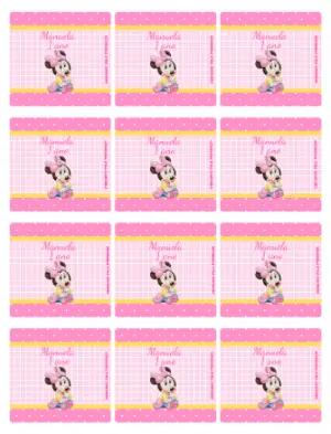Adesivo para Bala Personalizada Baby Minnie Rosa