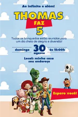 Convite de Aniversário Toy Story com Amigos para Editar