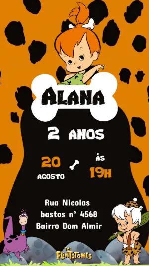 Convite de Aniversário Pedrita Flintstones Temático para Editar