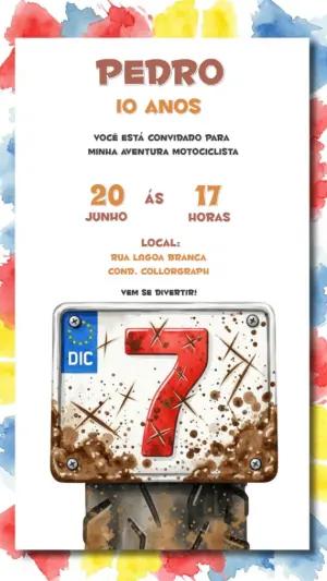 Convite de Aniversário Motocross para Editar Online