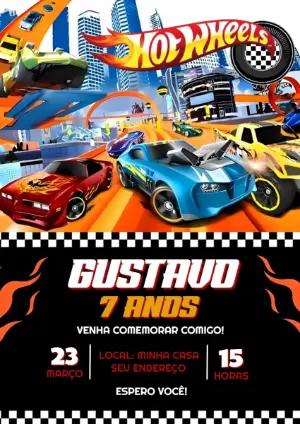 Convite de Aniversário Hotwheels Modelo Editável