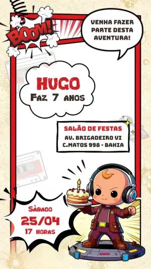 Convite Aniversário Herói Espacial Gibi Editável
