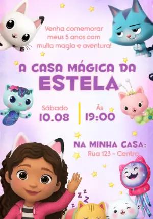 Convite Aniversário Casa Mágica da Gabby para Editar Online