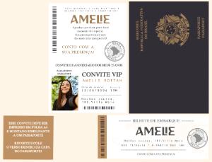 Convite 15 anos Passaporte com Foto para Editar Online