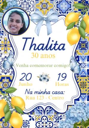 Convite de Aniversário Limão Siciliano com Foto Editável