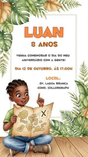 Convite Aniversário Safari Explorador para Editar Online