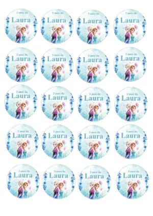 Tag Redonda Aniversário Frozen para Editar Online