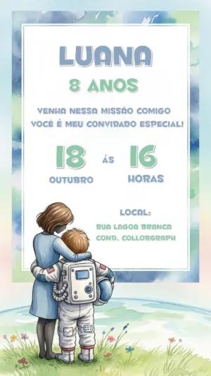 Convite de Aniversário Astronauta Emocionante para Editar Online