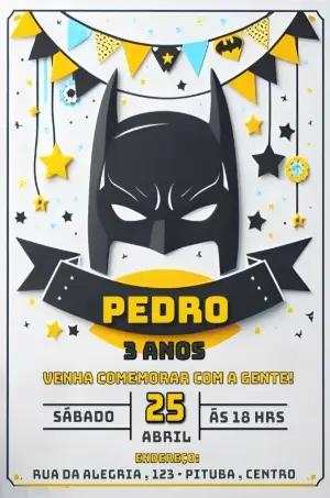 Convite Aniversário Batman Super-Herói para Editar Online