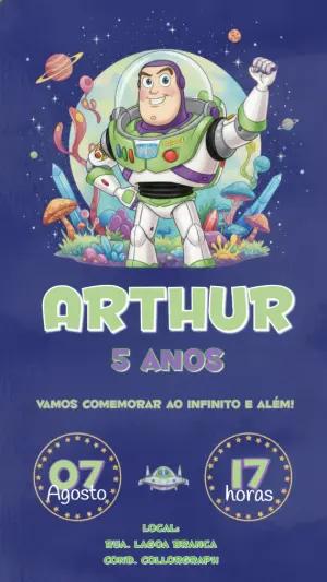 Convite Digital Buzz Lightyear Festa no Espaço Editável