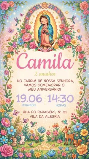 Convite Aniversário Jardim de Nossa Senhora Editável