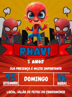 Convite Aniversário Homem Aranha para Editar Online