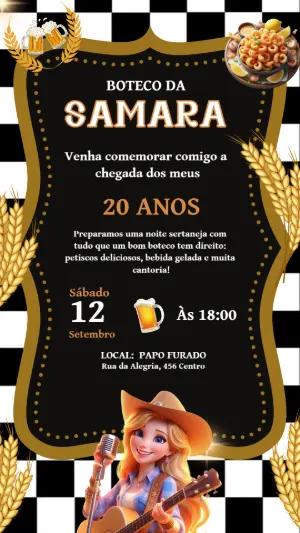 Convite Digital Editável Aniversário Tema Boteco Sertanejo