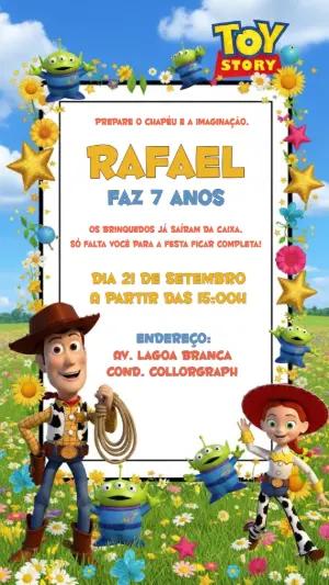 Convite de Aniversário Toy Story com Personagens para Editar