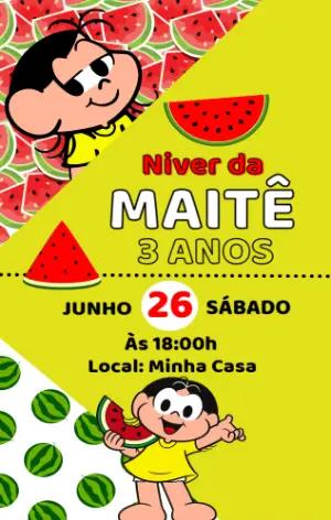 Convite de Aniversário Magali Melancia para Editar Online
