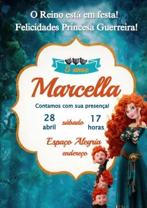 Convite de Aniversário Princesa Valente Digital para Editar