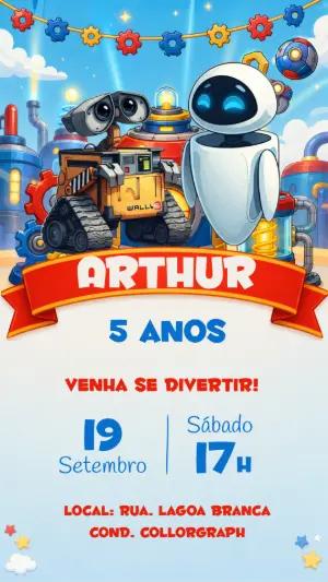 Convite de Aniversário Wall-E e EVE para Editar