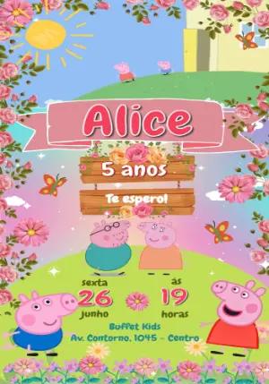 Convite Animado Aniversário Peppa Pig para Editar Online