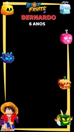 Moldura Aniversário Blox Fruits com Personagens para Editar